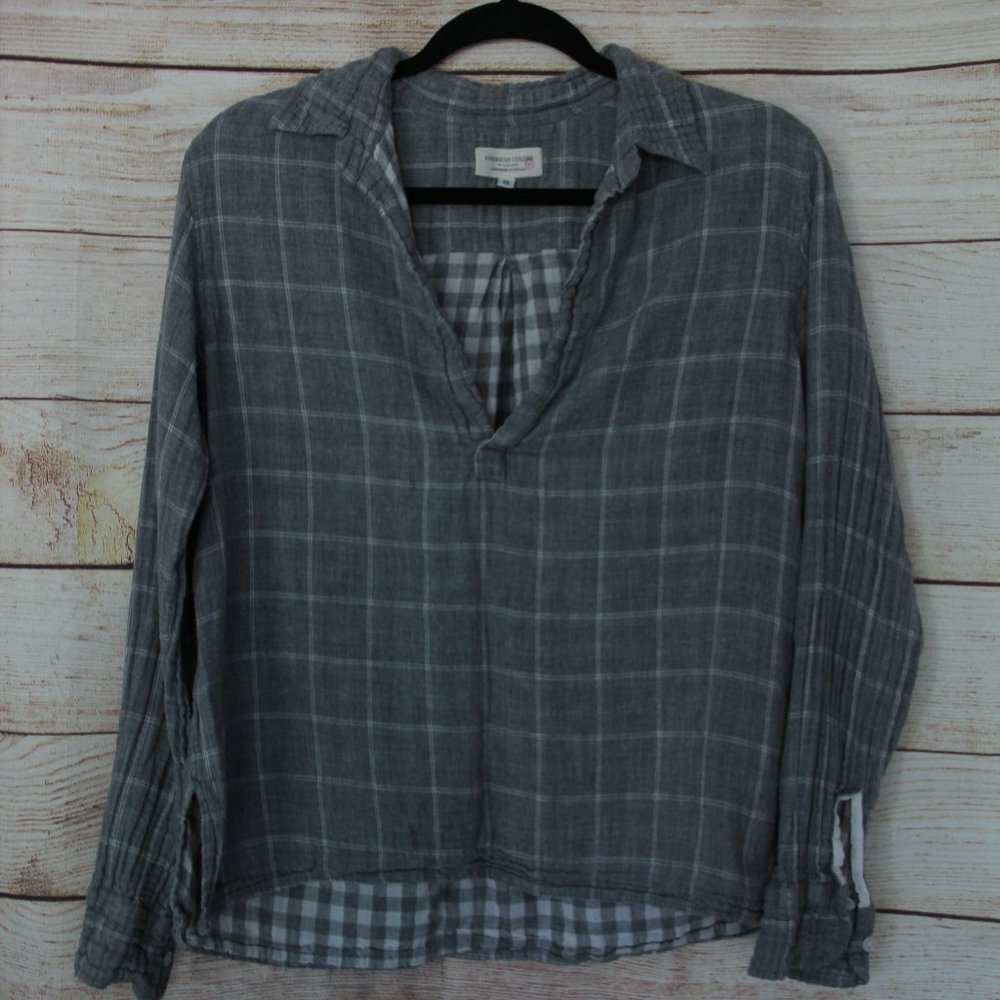 Grey collared cotton shirt